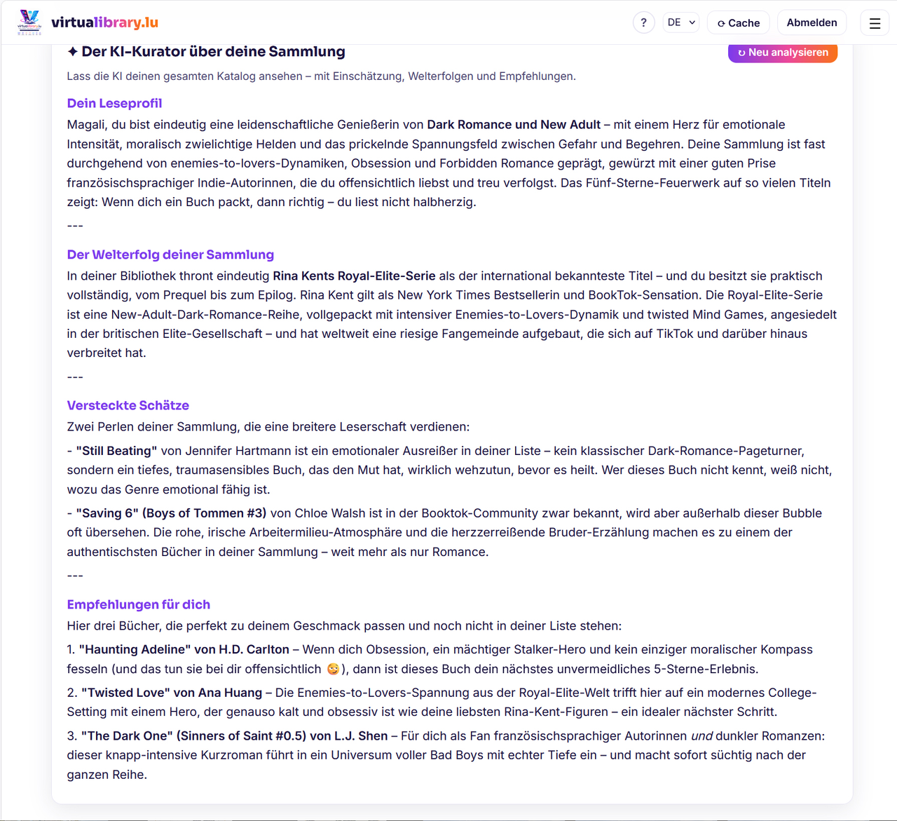 KI-Analyse deiner Sammlung